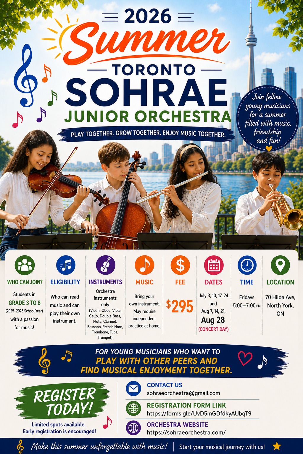 Summer 2026! Toronto Sohrae Junior Orchestra